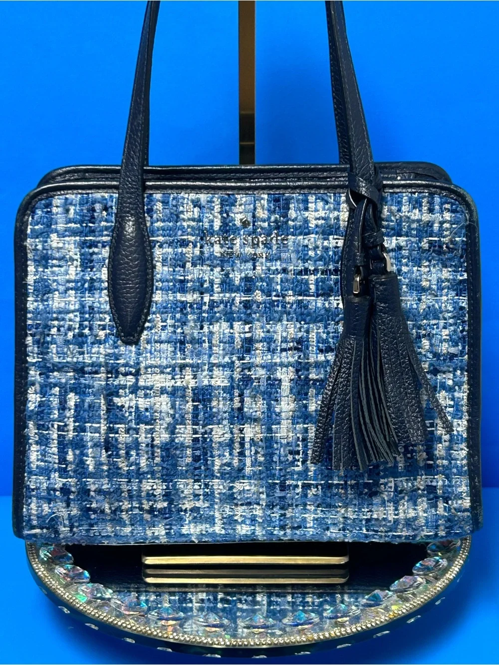 Kate Spade Rowe Tweed Satchel w/Tassel Accent Approx. 10 x 8 x 4